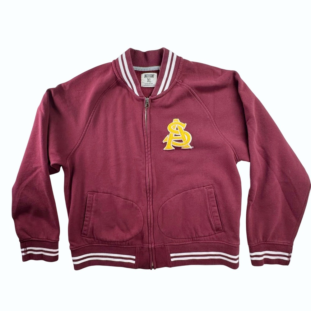 Tailgate ASU Sun Devils Varsity Sweatshirt Mens XL Maroon Full‎ Zip Jacket